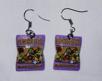 Haribo Candy Earrings, Drop Earring Sterling Silver Hooks Wires French Wire Hooks Hypo-allergenic.