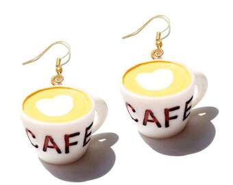 FREE SHIPPING Handmade Cafe Coffee Earrings Adorable Coffee Resin Earrings Coffee Lovers