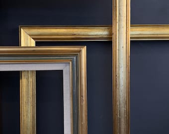Set of 4 Vintage Wood Picture Frames – Gold & Off White Finish - Gallery Wall Decor
