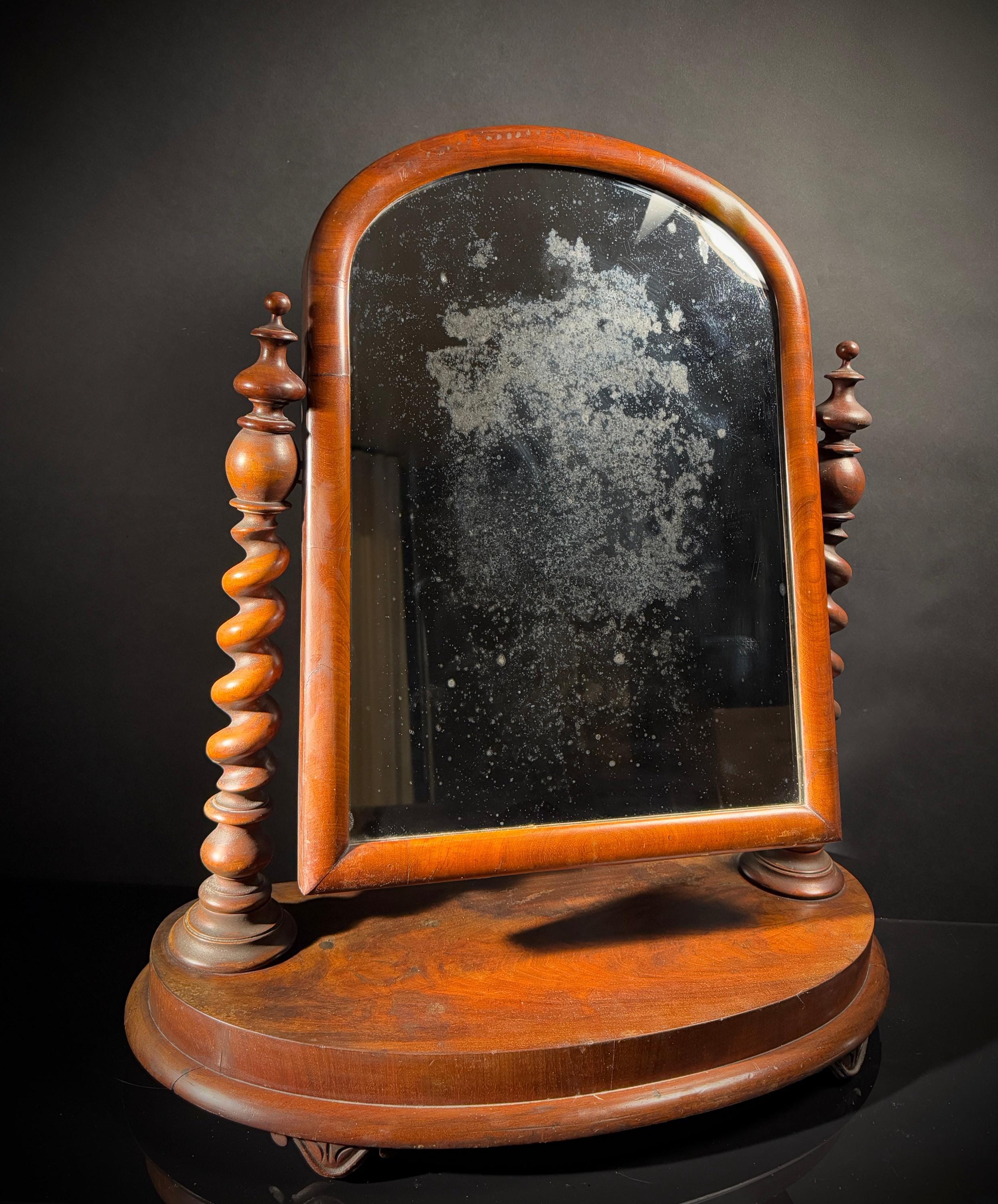 Large Victorian Mahogany Antique Dressing Table Mirror | Adjustable Freestanding Vanity Mirror