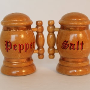 Vintage Wooden Beer Stein Salt and Pepper Shakers