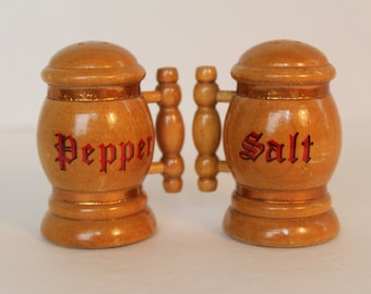 Vintage Wooden Beer Stein Salt and Pepper Shakers