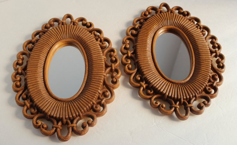 Vintage Oval Wall Mirrors Set Of Two Homco Decor Hangings