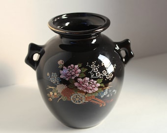 Ceramic Flower Vase with Asian Design