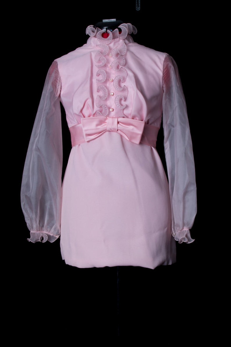 1960's Ruffled Pink Babydoll Dress image 2