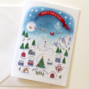 Santa&#39;s Winter Village - Merry Christmas - Holiday Cards (Set of 10) - Handmade