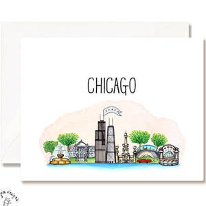 Chicago Illustration Card - Handmade - Set of 10 - A2 Blank