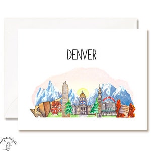 Denver Illustration Card - Handmade - Set of 10 - A2 Blank