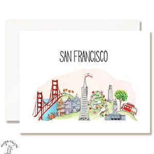 San Francisco Illustration Card - Handmade - Set of 10 - A2 Blank