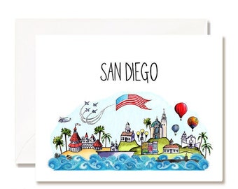 San Diego Military Illustration Card - Set of 10 - A2 Blank