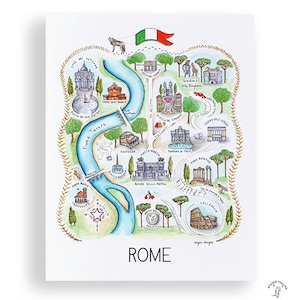 Rome City Map Art Print - Watercolor