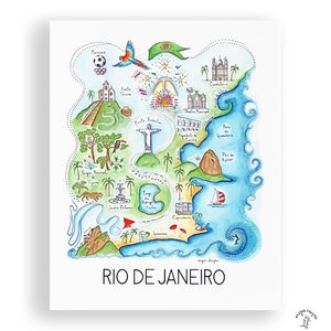 Rio de Janeiro City Map Art Print - Watercolor