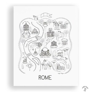 Rome City Map Art Print - Black & White