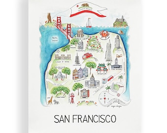 San Francisco City Map Art Print - Watercolor