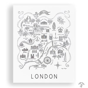 London City Map Art Print - Black & White