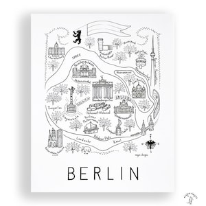 Berlin City Map Art Print Black & White
