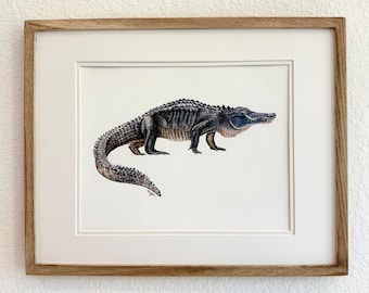 Alligator Art Print - Original Hand-Painted Watercolor Alligator Illustration - Wildlife Collection Series