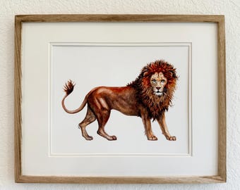 Lion Art Print - Original Hand-Painted Watercolor Lion Illustration - Wildlife Collection Series