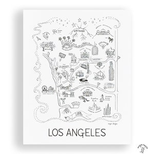 Los Angeles City Map Art Print - Black & White