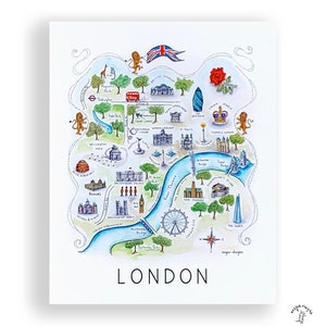 London City Map Art Print - Watercolor Illustration