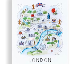 London City Map Art Print - Watercolor Illustration