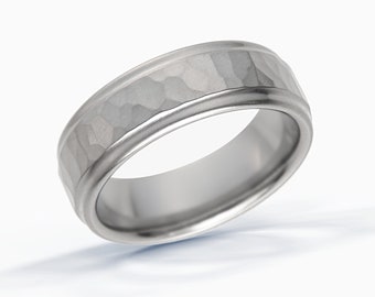 Hammered Ring, Titanium Ring, Textured Ring, Hammered Band, Man Wedding Band