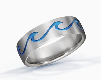 Ocean Wave Ring, Beach Jewelry, Ocean Ring, Beach Ring, Wave Titanium Ring, Ocean Jewelry