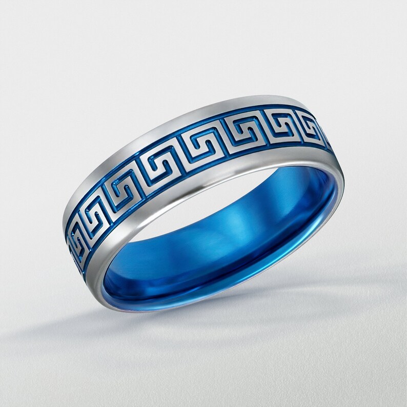 Greek Key Ring Greek Wedding Ring Greece Ring Titanium Etsy