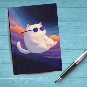 Cool Cat Hardcover Journal, Cute Cat Notebook, Gifts for Cat Lovers, Hardcover Journal, Writing, Sketching