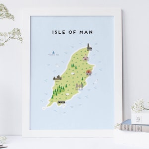 Isle of Man Karte - Illustrierte Landkarte der Isle of Man / Reisegeschenke / Geschenke für Reisende / Vereinigtes Königreich