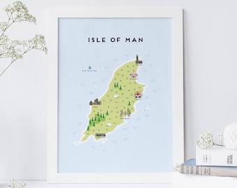 The Isle of Man Map - Illustrated map of The Isle of Man Print / Travel Gifts / Gifts for Travellers / United Kingdom / Great Britain