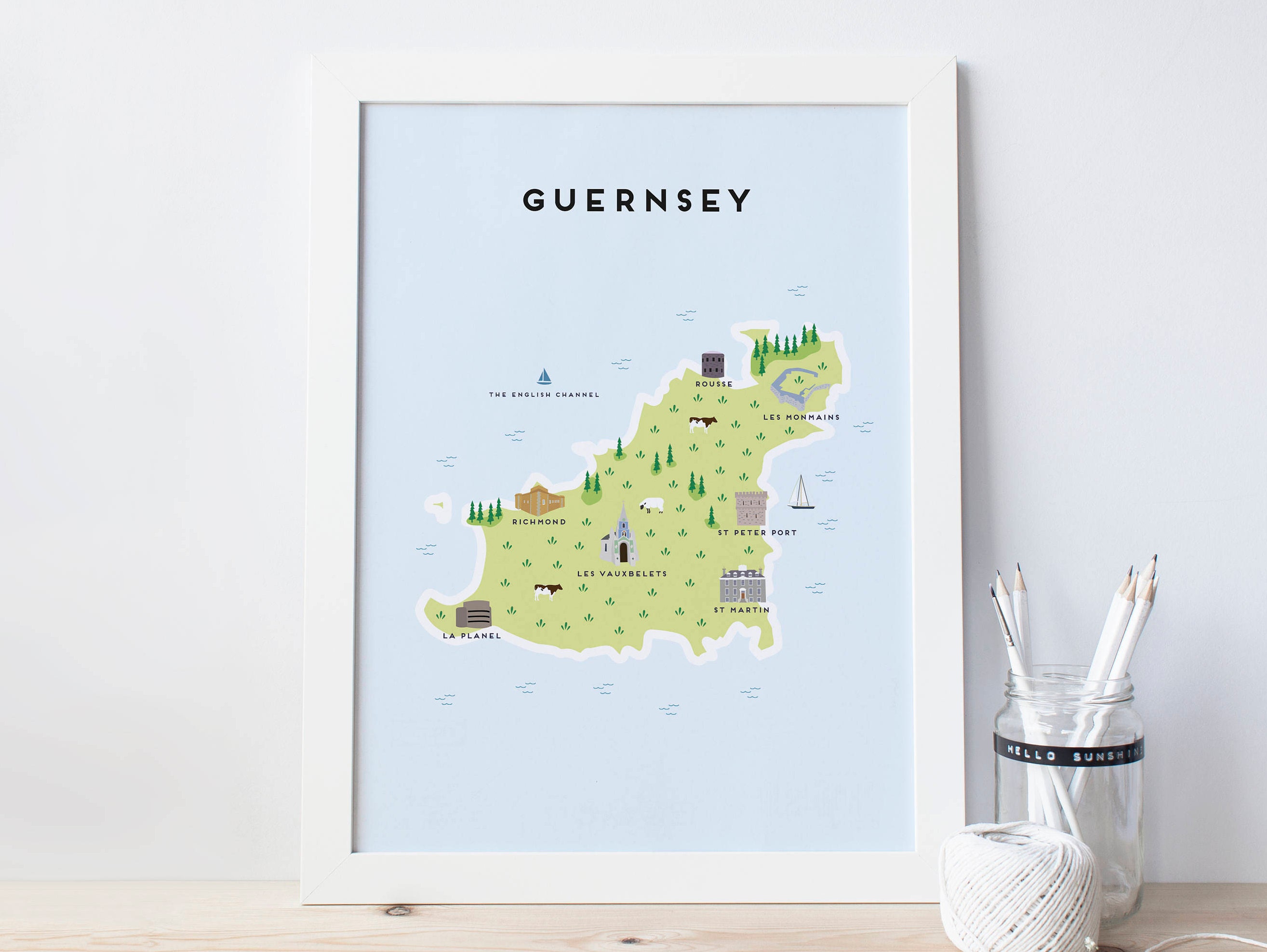 St Martins Guernsey Map Guernsey Map Illustrated Map Of Guernsey Print / Travel | Etsy Canada