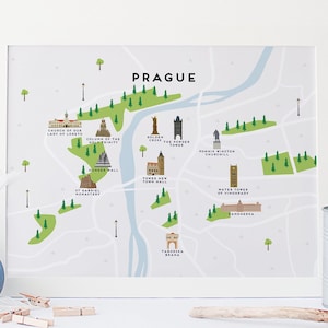 Mapa de Praga - Mapa ilustrado de Praga para imprimir / Regalos de viaje / Regalos para viajeros / Europa
