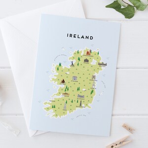 Ireland Map Greetings Card / Travel Gifts / Gifts for Travellers / United Kingdom / Great Britain