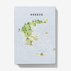 Carnet cartonné : carte illustrée de la Grèce - Merveilles anciennes et île paradisiaque