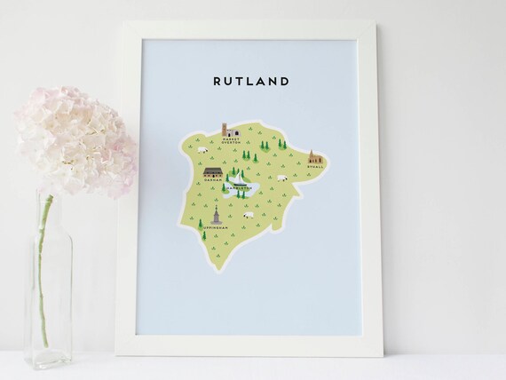 Rutland Map Illustrated Map of Rutland Print / Travel Gifts | Etsy
