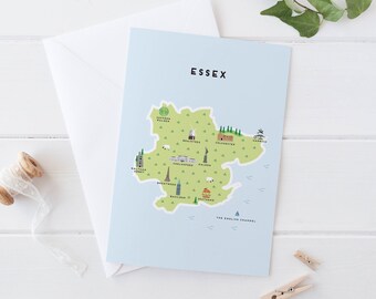 Map of Essex Greetings Card