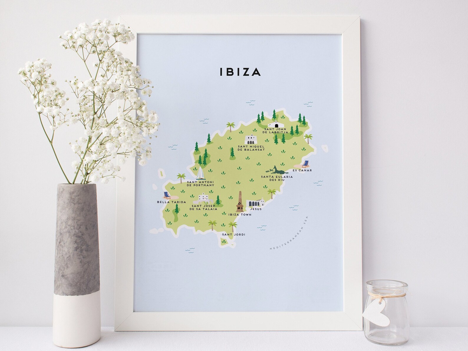 Ibiza Map Illustrated Map of Ibiza Print / Travel Gifts / | Etsy UK