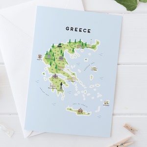 Griechenland Karte Grüße Karte / Reisegeschenke / Geschenke für Reisende / Europa