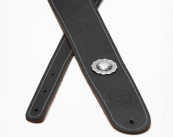 2.5" 3 Concho Boot Leather Guitar Strap