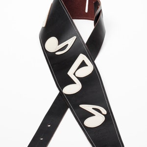 4 Musical Note Leather Guitar Strap image 2