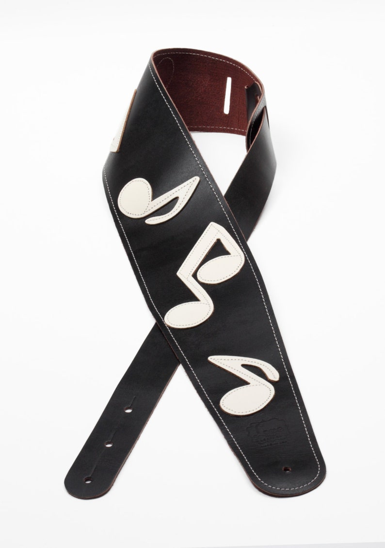 4 Musical Note Leather Guitar Strap image 2