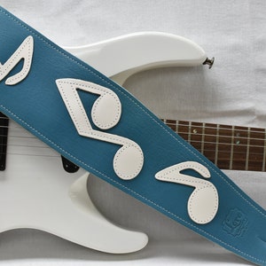 4 Musical Note Leather Guitar Strap image 7