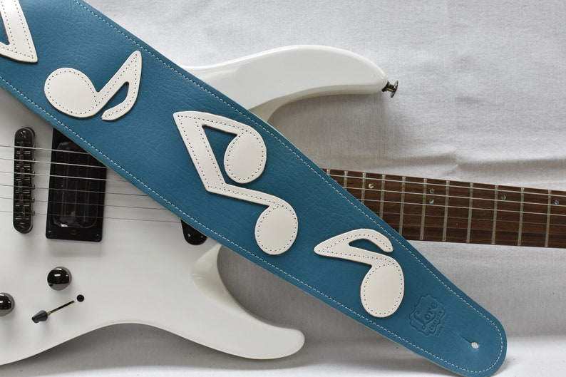 4 Musical Note Leather Guitar Strap image 7