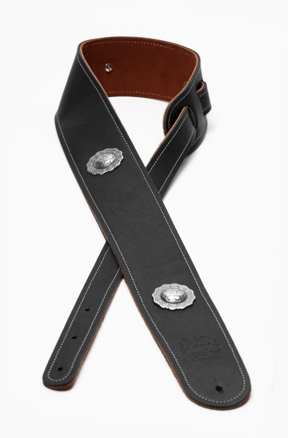 3 Concho Boot Leather Guitar Strap - Etsy