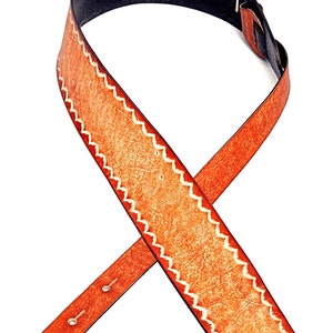 2.5&quot; Scalloped Border Tooled Leather Guitar Strap