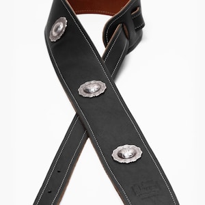 2.5&quot; 4 Concho Boot Leather Guitar Strap
