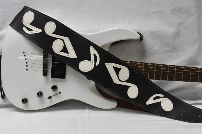 4 Musical Note Leather Guitar Strap image 4