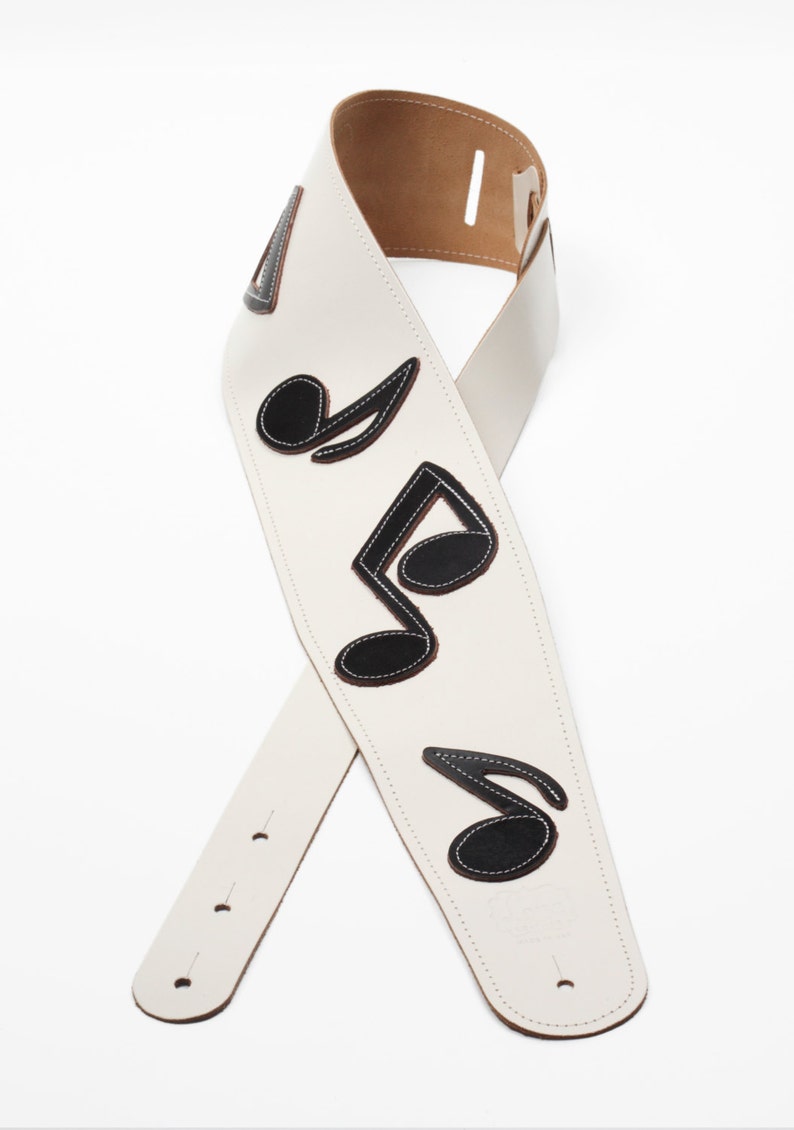 4 Musical Note Leather Guitar Strap image 3