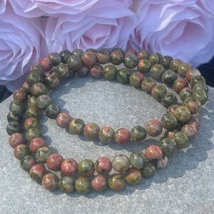 Unakite beaded stretch bracelet/ Polished / Jewelry / Gift for him / Gift for Her / Grounding / Stress Relief / Insight / Balance / Spirit